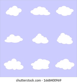 Cloud icon, cloud shape. Set of different clouds. Collection of cloud icon, shape, label, symbol. Graphic element vector. Vector design element for logo, web and print.