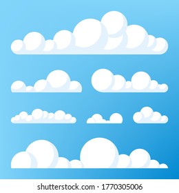 Cloud icon, cloud shape. Set of different clouds. Collection of cloud icon, shape, label, symbol. Graphic element vector. Vector design element for logo, web and print