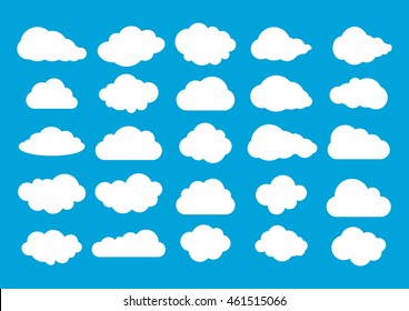 Cloud Icon, Cloud Shape. Set Of Different Clouds. Collection Of Cloud Icon, Shape, Label, Symbol. Graphic Element Vector. Vector Design Element For Logo, Web And Print.