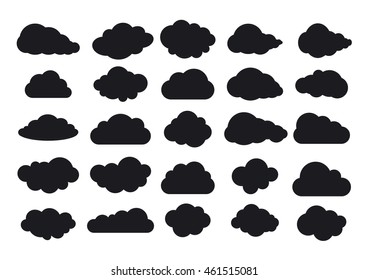 Cloud icon, cloud shape. Set of different clouds. Collection of cloud icon, shape, label, symbol. Graphic element vector. Vector design element for logo, web and print.