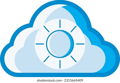 The cloud icon with the shape of the sun represents cloud computing related to renewable and environmentally friendly energy this design can be used as a decorative illustration with a cloud computing