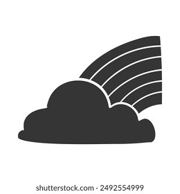 Cloud Icon Silhouette Illustration. Rainbow Vector Graphic Pictogram Symbol Clip Art. Doodle Sketch Black Sign.