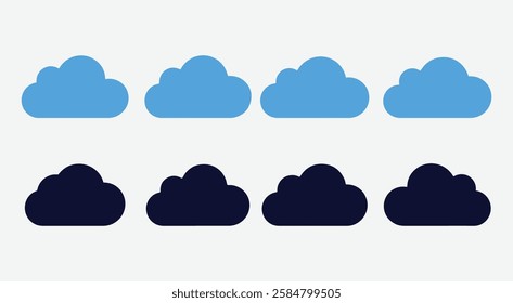 Cloud Icon Silhouette Set. Cloud Icon Pack for Web and Apps. Minimal Cloud Silhouettes Collection. Cloud Icon.