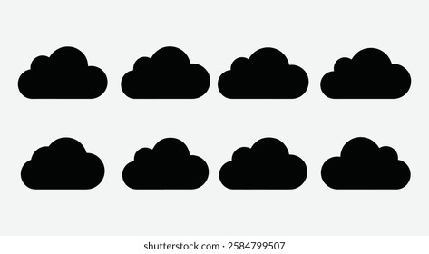 Cloud Icon Silhouette Set. Cloud Icon Pack for Web and Apps. Minimal Cloud Silhouettes Collection. Cloud Icon.