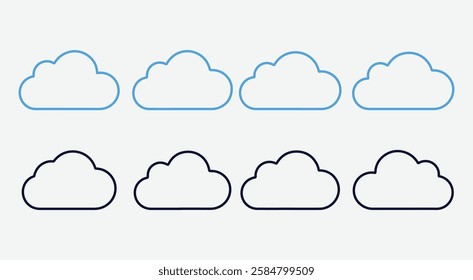 Cloud Icon Silhouette Set. Cloud Icon Pack for Web and Apps. Minimal Cloud Silhouettes Collection. Cloud Icon.