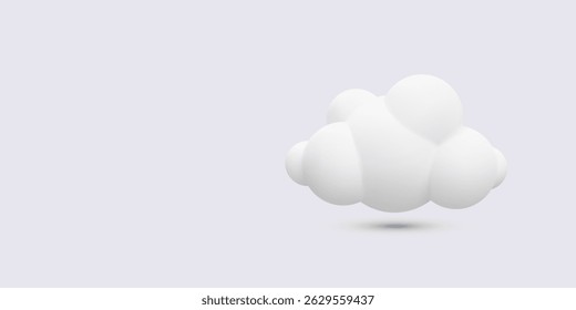 Ícone De Nuvem Em Estilo 3D Suave Com Forma Branca Mínima E Sombra Sutil No Plano De Fundo Claro. Perfeito Para Conceitos De Clima, Armazenamento Ou Rede. Ilustração de vetor.
