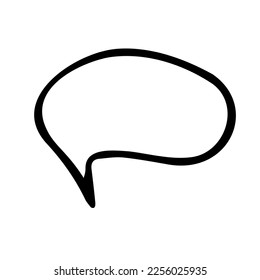 Icono de nube, voz, mensajes. Esbozo en blanco y negro, logotipo, clipart, plantilla, botón, puntero, imagen vectorial dibujada a mano.
