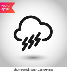 Cloud icon. Storm sign. Lightning cloud vector icon. Weather symbol