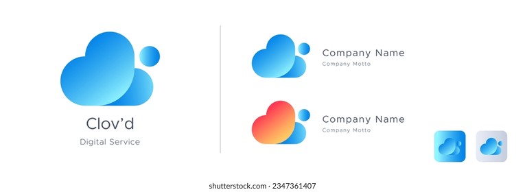 cloud icon - cloud style logo design with web button look and styling. Cloud and love logo. cloud concept combined with love