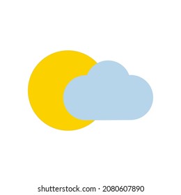 Icono de nube. Señal de sol. Predicción meteorológica. Dibujo gráfico. Elemento de esquema. Ligera. Ilustración vectorial. Imagen de archivo. 