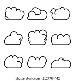 Cloud Icon Symbol or Logo Isolated Sign Vector Illustration. Simple Cloud Scape Black Cartoon Style Vector Icons Collection.
