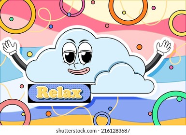 Cloud icon with the text relax comic style illustration