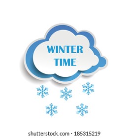 Cloud icon with text "Wintertime". Eps 10 vector file.