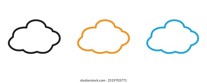 Wolkensymbol dünne Linie Illustrationssatz