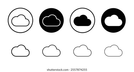 Cloud icon Thin line vector illustration set