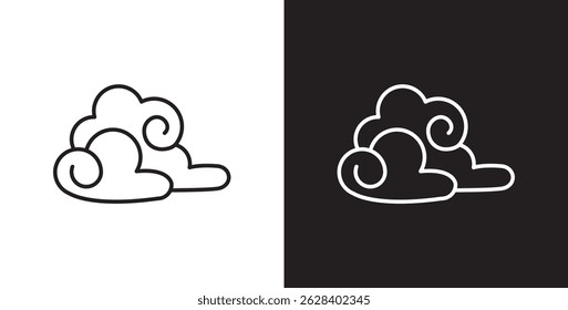 Cloud icon with thin line. Cloud vector illustration icon in transparent and black background.