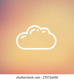 Cloud icon thin line for web and mobile, modern minimalistic flat design. Vector white icon on gradient mesh background.