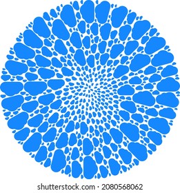 Collage esférico de icono en la nube. Los elementos de la nube se combinan en una estructura de mosaico de rotación de clúster. Resumen El collage de globula esférico se organiza a partir de elementos normales de la nube.