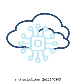 Cloud Icon Two Color Outline Style. Vector Illustration For Graphic Design