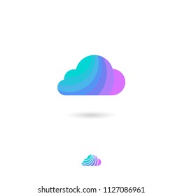 Cloud icon, UI. Storage, conservation, accumulation information or weather icon. Cloud symbol with shadow on a white background. Web button. 