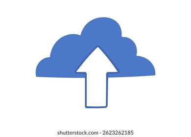 Cloud icon with upload and download arrows, data transfer symbol for storage, sync, backup, or digital access, minimal internet technology design isolated on white background flat vector illustration.