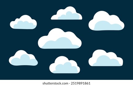 Cloud Icon Vector Art | Minimal Clouds Vector EPS Collection 7 in 1 