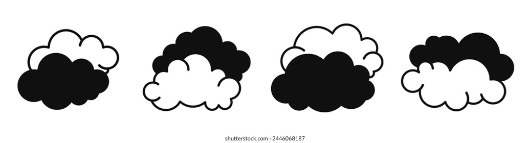 Cloud icon vector black and white Illustration design for business. Stock vector.