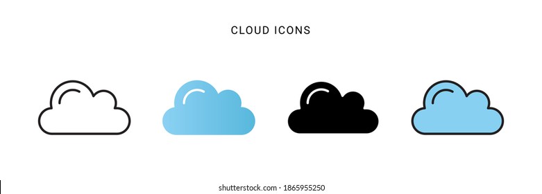 cloud icon vector with different style design. isolated on white background