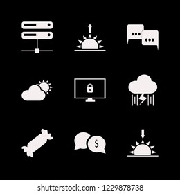 cloud icon. cloud vector icons set speech clouds, money speech bubbles, sunset and rain and lightning