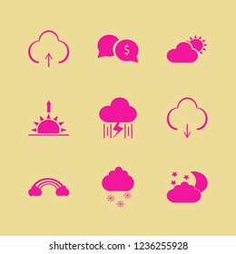 cloud icon. cloud vector icons set night, sun and cloud, upload and download