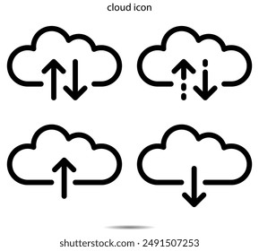 gráfico de Ilustración vectorial de iconos de nube en el fondo