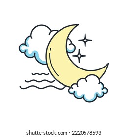 cloud icon vector image with moon and stars with white background