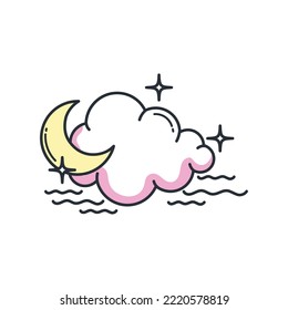 cloud icon vector image with moon and stars with white background