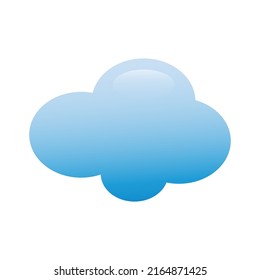 Cloud icon vector on white background. Blue glossy cloud. Weather vector sign. Abstract art.