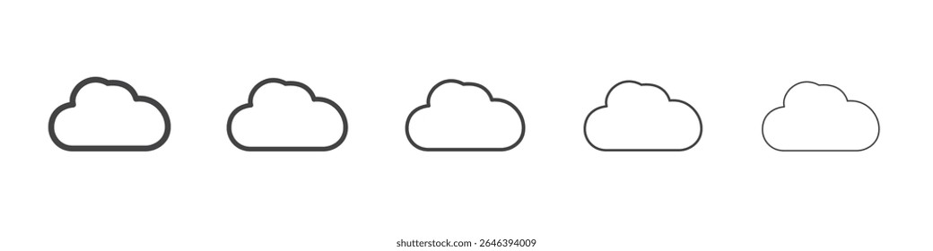 Cloud icon vector outline set illustration sign