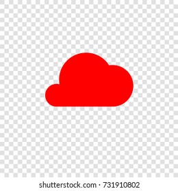 Cloud Icon. Vector. Red flat icon on transparent background.