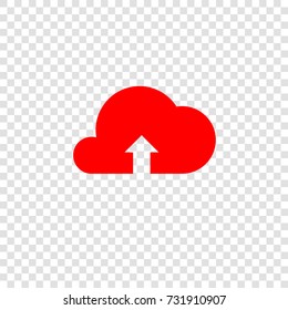Cloud Icon. Vector. Red flat icon on transparent background.