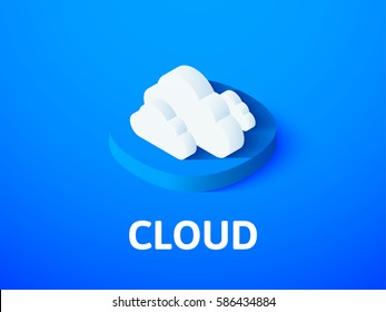 Cloud Icon, Vector Symbol In Flat Isometric Style Isolated On Color Background