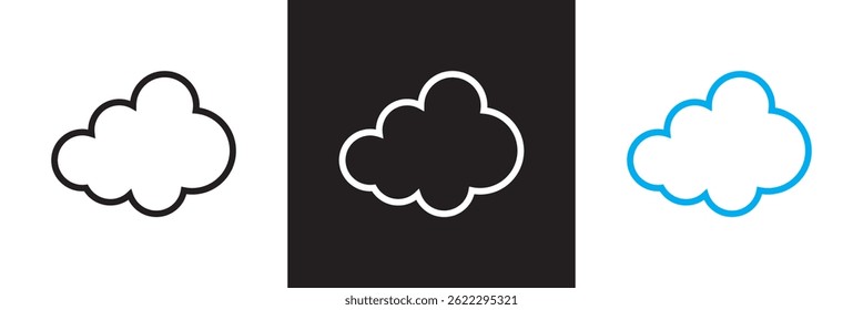 Ícone Nuvem. Vetor para sites, interfaces móveis, apresentações, banner, marca visual etc. Ilustração vetorial. isolada no plano de fundo branco e preto. EPS 10