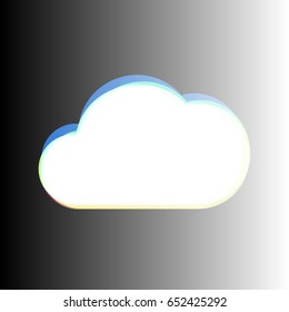 Cloud icon. Vector. White icon with colored contours on gradient background.