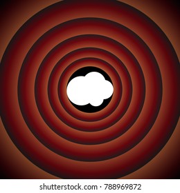 Cloud icon. Vector. White icon on black circle in gradient rings.
