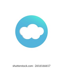 Cloud icon. Weather forecast symbol. Soft white vector. Blue round background.