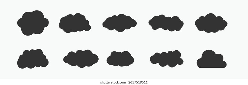 Cloud icon. Cloud weather sign collection. Vector set of clouds shapes. Collection of various forms and contours.