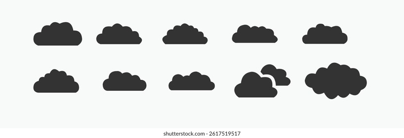 Cloud icon. Cloud weather sign collection. Vector set of clouds shapes. Collection of various forms and contours.