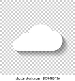 cloud icon. White icon with shadow on transparent background