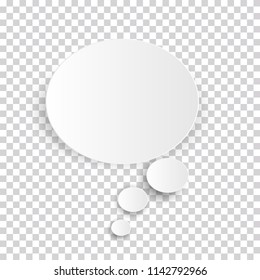 Cloud Icon, white thought bubble on transparent checked background for Infographic design. Vector Illustration EPS10