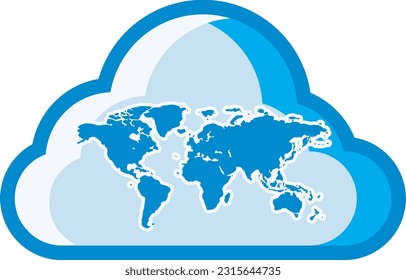 The cloud icon with the world map symbol depicts cloud access and cloud networks that are worldwide and can be accessed wherever we are.