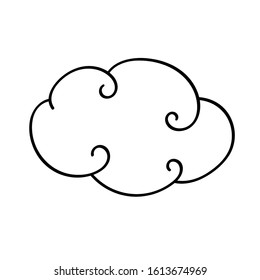 Cloud icon.Drawn design element in doodle style. Isolated vector object on a white background. Sketch for business project, infographics, meteorology icon.