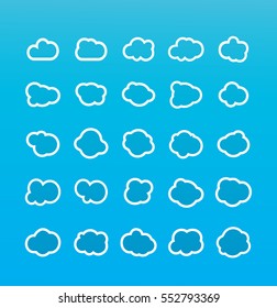 Cloud icons in blue background 2