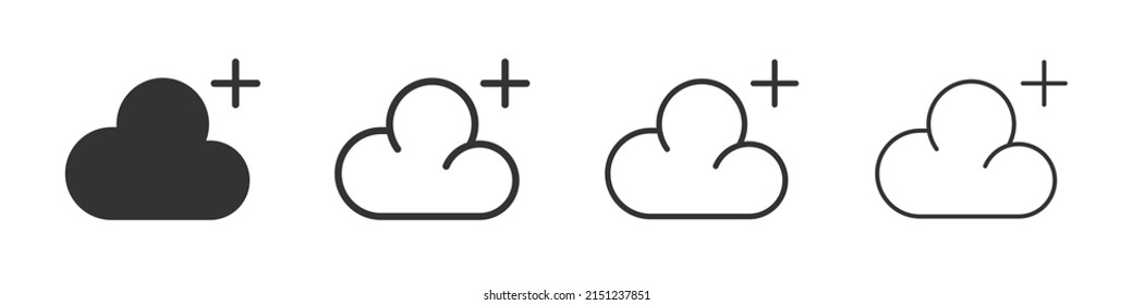 Cloud icons collection in two different styles and different stroke. Vector illustration EPS10